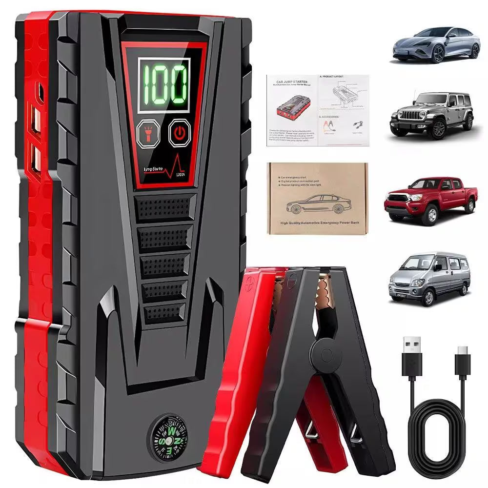 Portable Car Jump Starter Power Bank Battery Booster for Petrol Diesel Cars with LED Flashlight