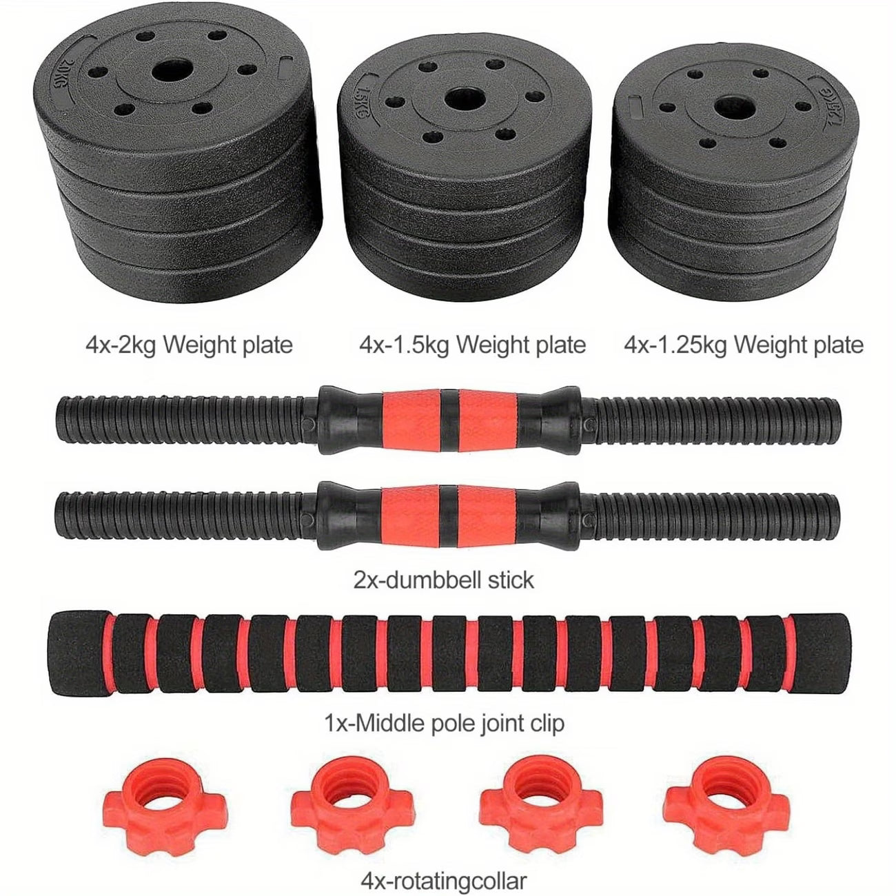 20KG Adjustable Dumbbells Barbell Set 2 in 1 Home Gym Weight Training Kit-3