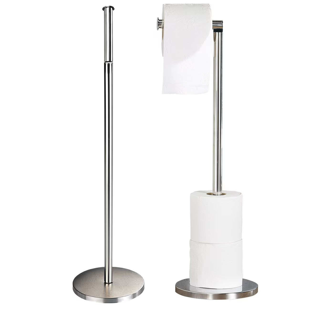 Free Standing Toilet Roll Holder with Storage – 2-in-1 Stainless Steel Toilet Paper Stand