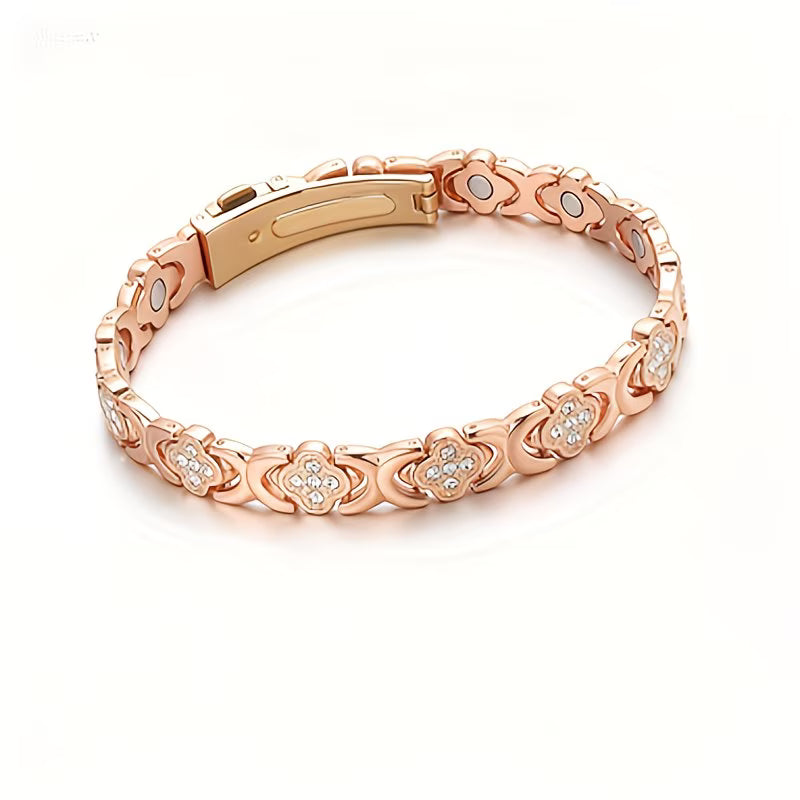 Women’s Magnetic Copper Bracelet – Rose Gold Plated Adjustable Vintage Bracelet with 3500 Gauss Magnet, Elegant Gift for Her-3