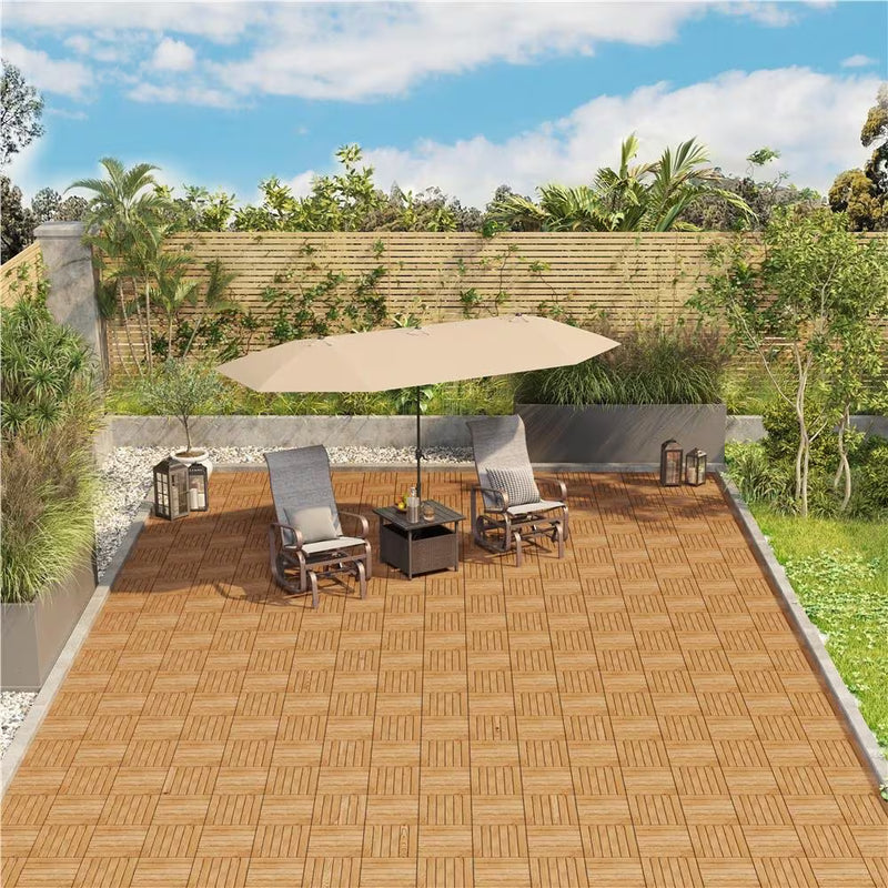 30x30cm Interlocking Wood Deck Tiles Acacia Wood Plastic Flooring Indoor Outdoor-2