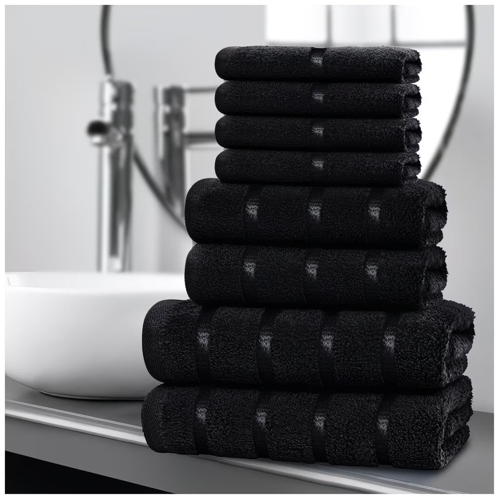 Cotton Towel Set 8-Piece – Quick Drying & Highly Absorbent, Face Hand & Bath Towels, Boston Design, Machine Washable-4