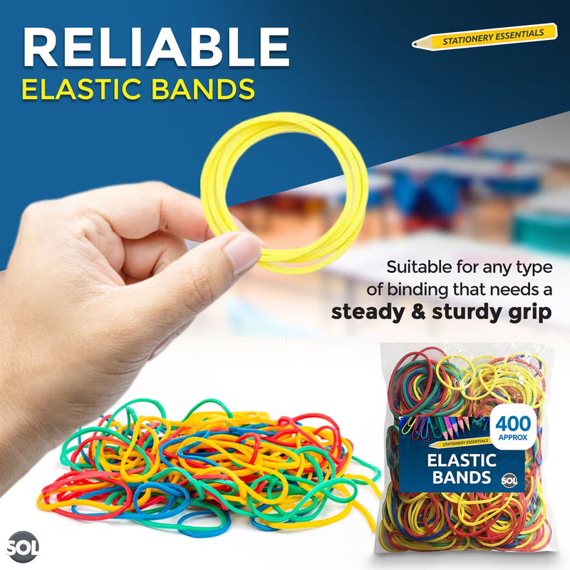 Assorted Rubber Bands 400pcs – Strong Elastic Bands for Office, School, Crafts & Packaging-9