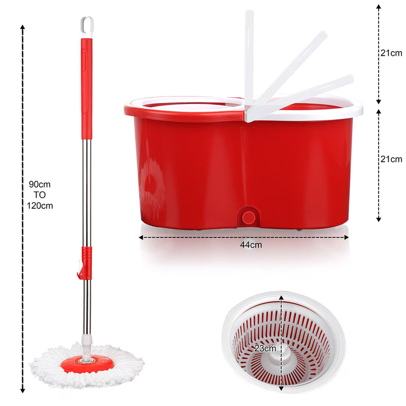 360° Spin Mop & Bucket Set with Wringer – Easy Wring Floor Cleaning System, Reusable Microfiber Mop Heads for Home, Bathroom & Kitchen-3