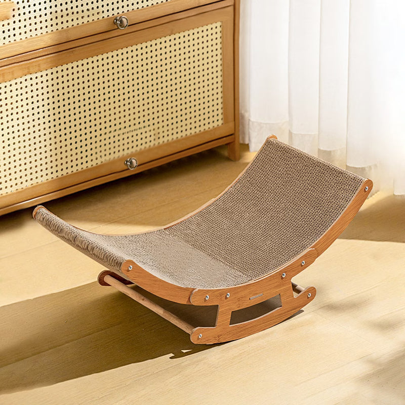 Rocking Chair Cat Scratcher Cardboard Lounge Bed Durable Cat Scratching Board Furniture Protector Brown-6