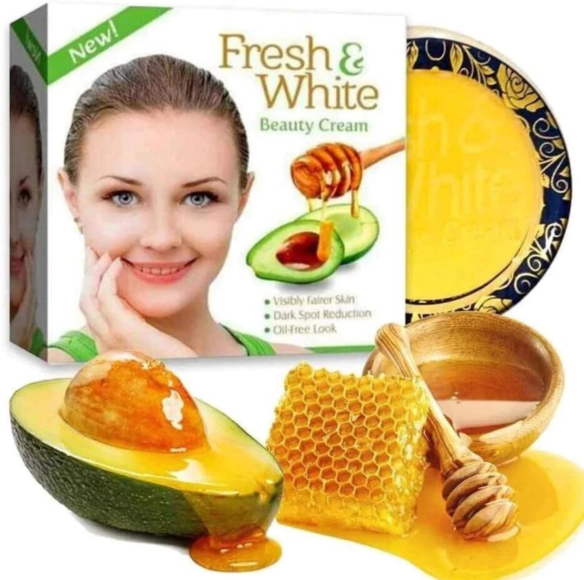 Fresh & White Face Cream 30g – Whitening, Brightening & Moisturising Cream with Avocado & Honey – Reduces Dark Spots, Acne Marks & Uneven Skin Tone – Unisex Skincare