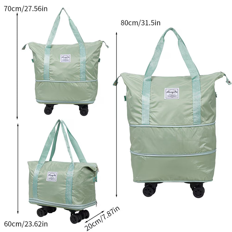Expandable Rolling Duffel Bag with Detachable Wheels – Foldable Travel Bag with 360° Spinner Wheels, Wet & Dry Compartment, Carry-On Luggage for Men & Women-16