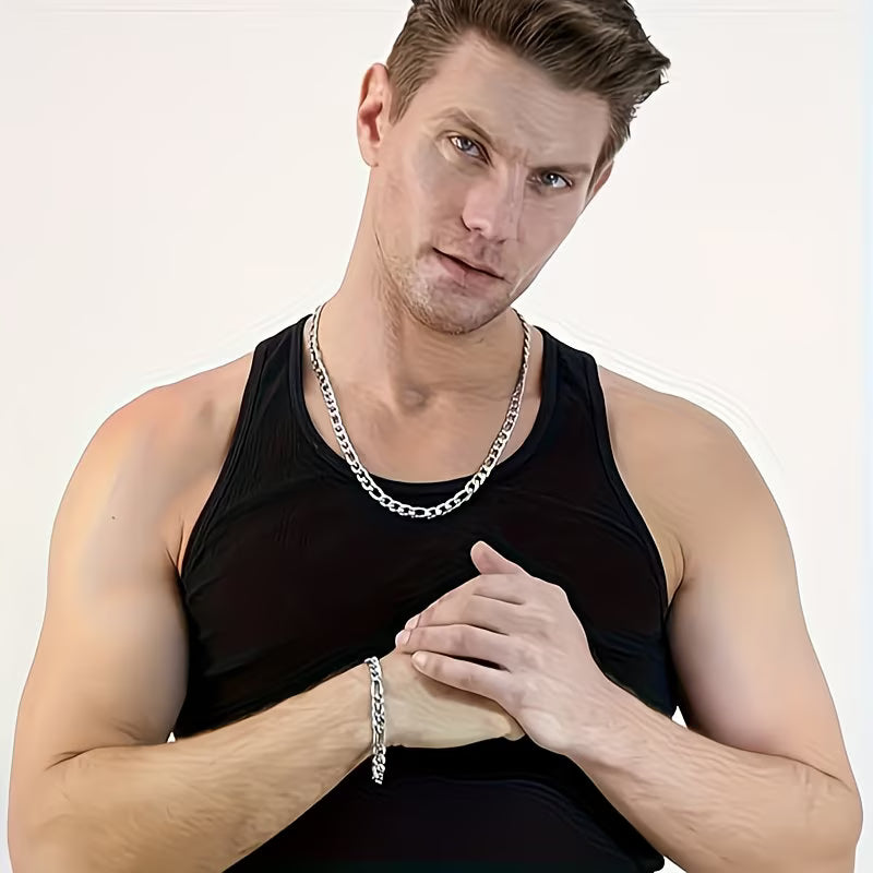 925 Sterling Silver Cuban Chain Necklace & Bracelet Set – 9mm Polished Flat Link Unisex Streetwear Jewelry with Gift Box