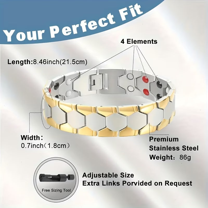 Men’s Magnetic Stainless Steel Bracelet – Adjustable Size Health & Fashion Bracelet for Men, Stylish Jewelry Gift-5