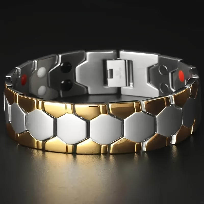Men’s Magnetic Stainless Steel Bracelet – Adjustable Size Health & Fashion Bracelet for Men, Stylish Jewelry Gift-1