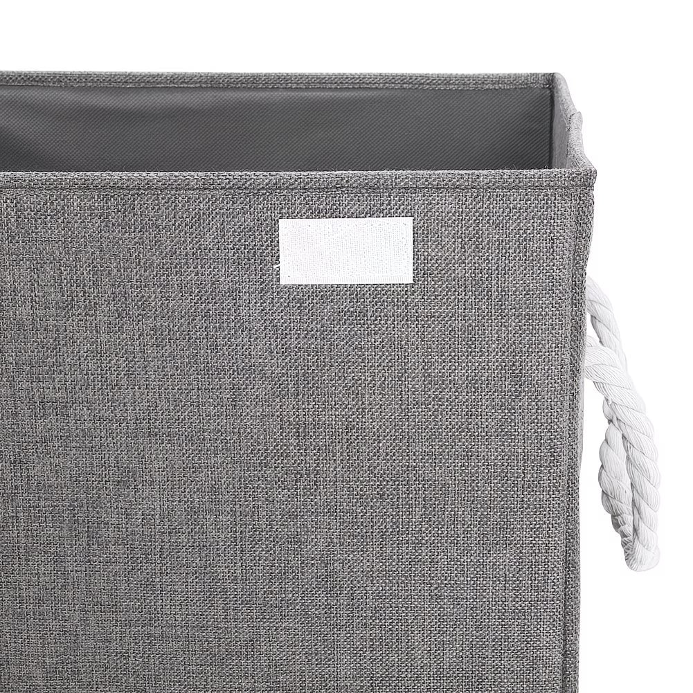 Large Fabric Laundry Basket with Lid – Grey Linen Storage Hamper with Handles-6