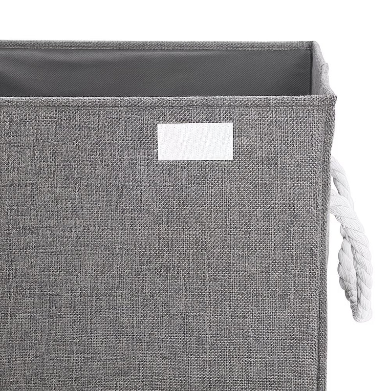 Large Fabric Laundry Basket with Lid – Grey Linen Storage Hamper with Handles-6