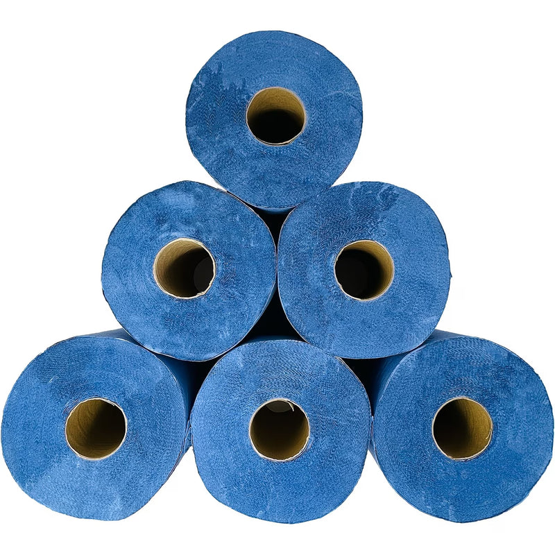 6 Pack Blue Centrefeed Rolls – 2 Ply Embossed Paper Towels for Commercial & Kitchen Cleaning-6