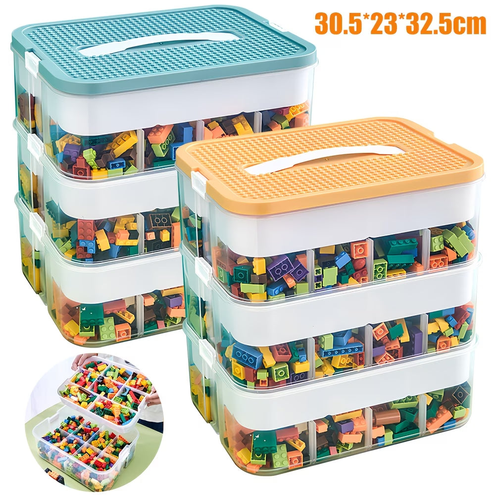 3 Tier Plastic Storage Organizer Box with Dividers Clear Craft Beads Jewellery Toy Storage Container