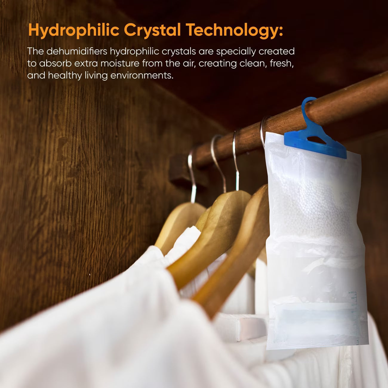 24 Pack Hanging Wardrobe Dehumidifier Bags – Moisture Absorber with Leak-Proof Design & Hooks-4