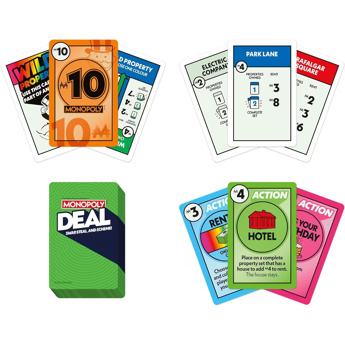 Monopoly Deal Card Game Family Strategy Game Portable Travel Card Game 110 Cards Age 8+-10