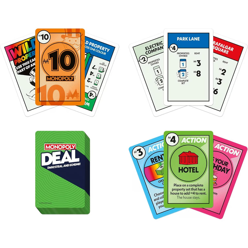 Monopoly Deal Card Game Family Strategy Game Portable Travel Card Game 110 Cards Age 8+-10
