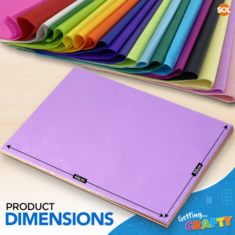 48/96 Pack Coloured Tissue Paper Sheets – 20 Assorted Colours Gift Wrap & Craft Paper 50×35cm-3