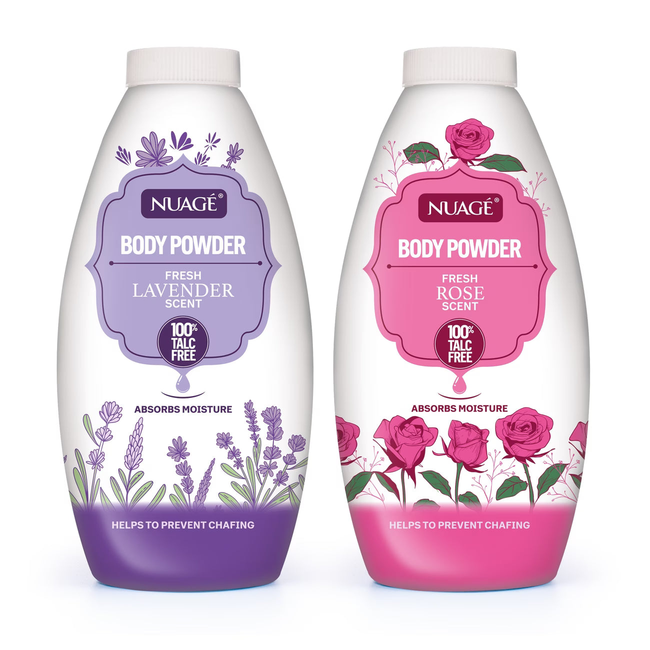 2x Talc-Free Body Powder 250g – Rose & Lavender Fragrance for Women, Soft Skin Sensitive Care-1