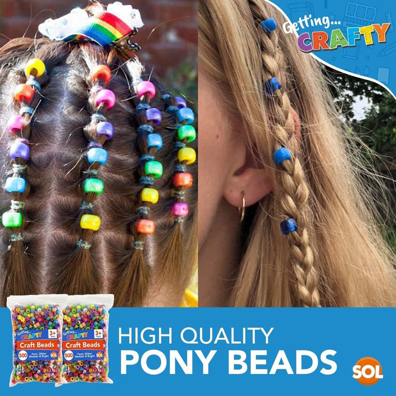1000 Mixed Pony Beads for Jewellery Making 9x6mm Acrylic Craft Beads Assorted Colours for Bracelets Necklaces DIY Crafts-5