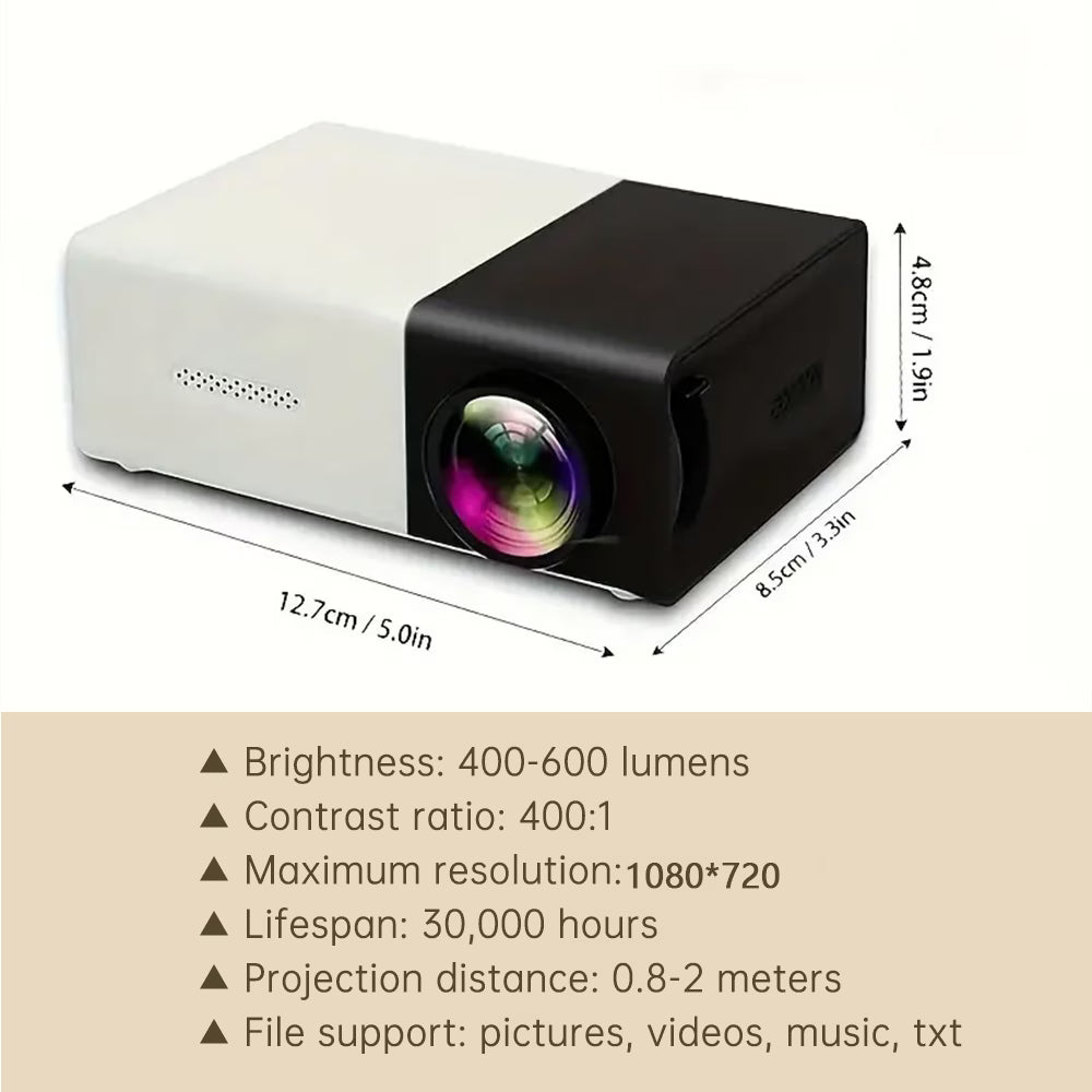 Portable Mini Projector for Home Cinema – HD Compact Movie Projector with USB/SD/AV/HDMI Support for Indoor Movies, Office, Parties & Kids Gifts-4