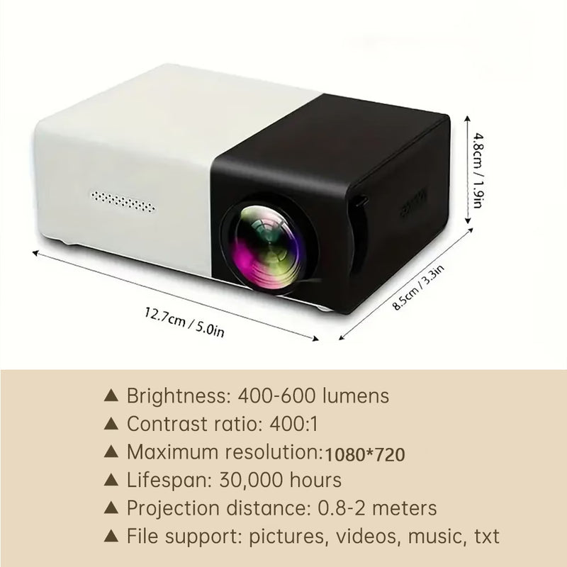 Portable Mini Projector for Home Cinema – HD Compact Movie Projector with USB/SD/AV/HDMI Support for Indoor Movies, Office, Parties & Kids Gifts-4