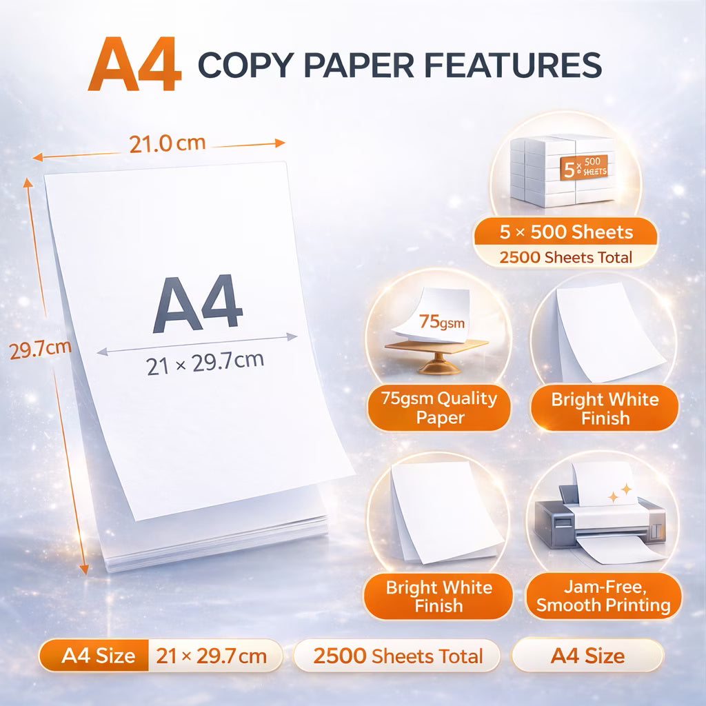 A4 Paper 500 Sheets | 75gsm White Copy Paper | Printer Paper for Home Office School-4