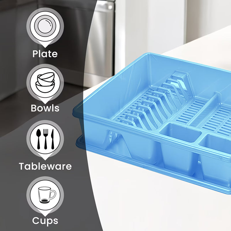 STL Plastic Dish Drainer Rack with Anti-Drip Tray – Holds 13 Plates, BPA-Free Kitchen Organizer-13