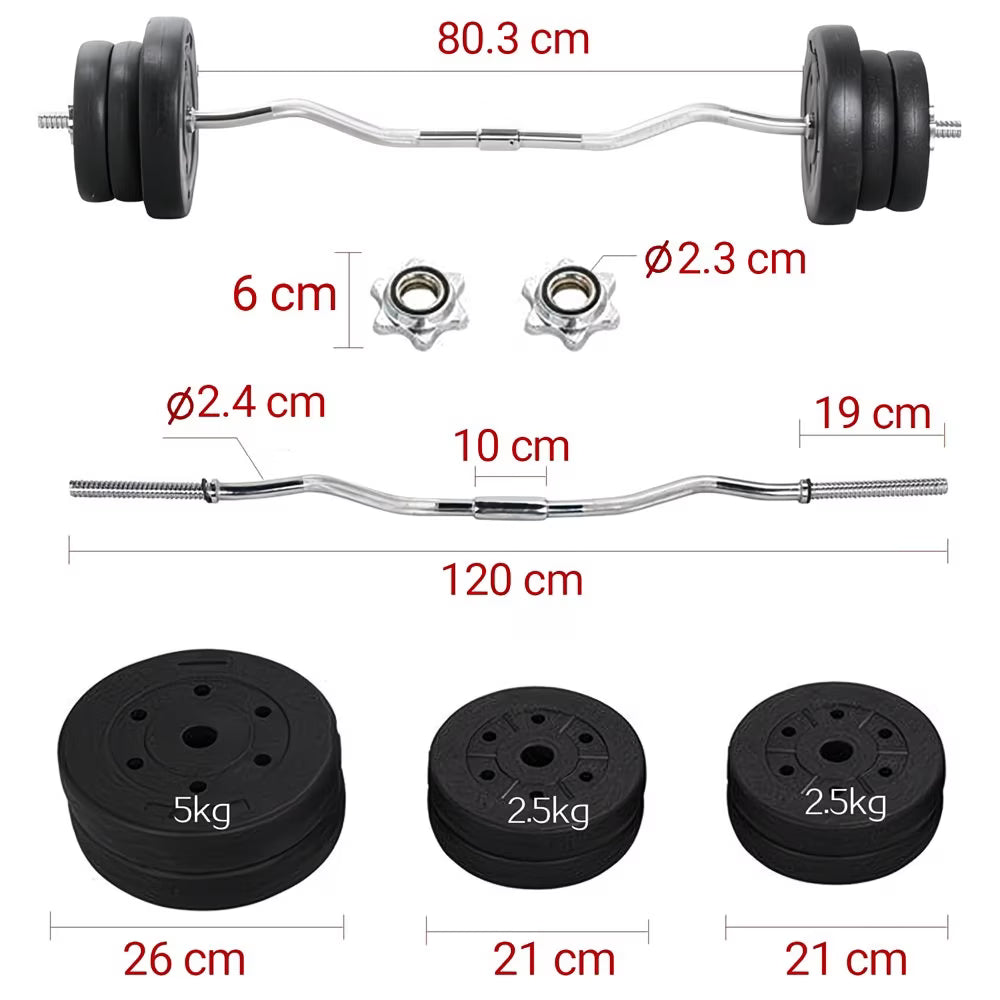Costoffs Adjustable Weightlifting Set – Barbell & Curl Bar Weight Set with Plates, Home Gym Strength Training Equipment