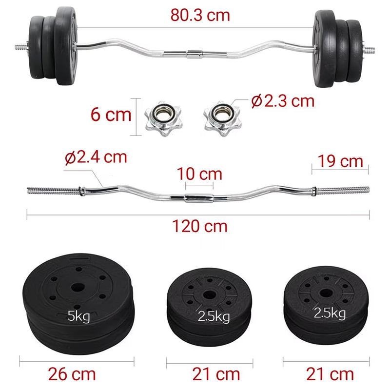 Costoffs Adjustable Weightlifting Set – Barbell & Curl Bar Weight Set with Plates, Home Gym Strength Training Equipment-2