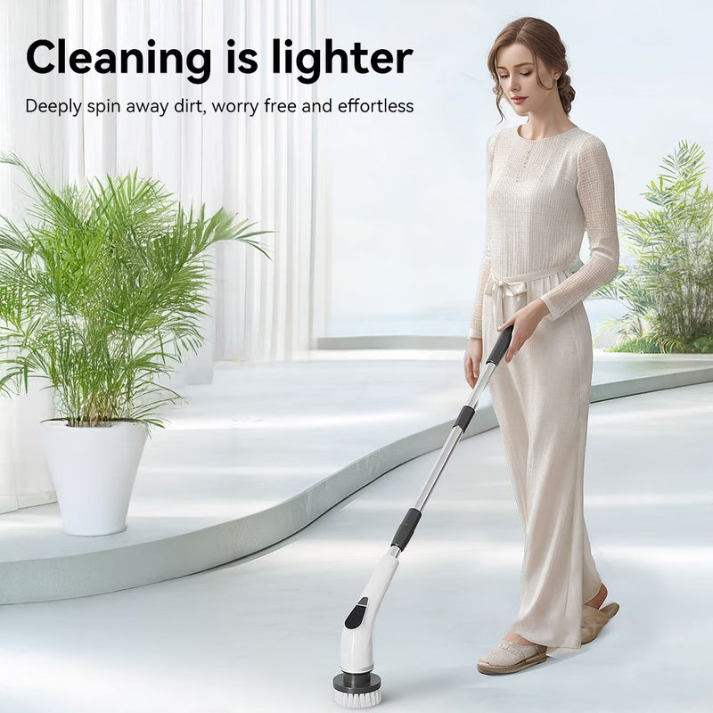 9-in-1 Cordless Electric Spin Scrubber with 8 Brush Heads & Handle for Bathroom Tile Floor Car-8
