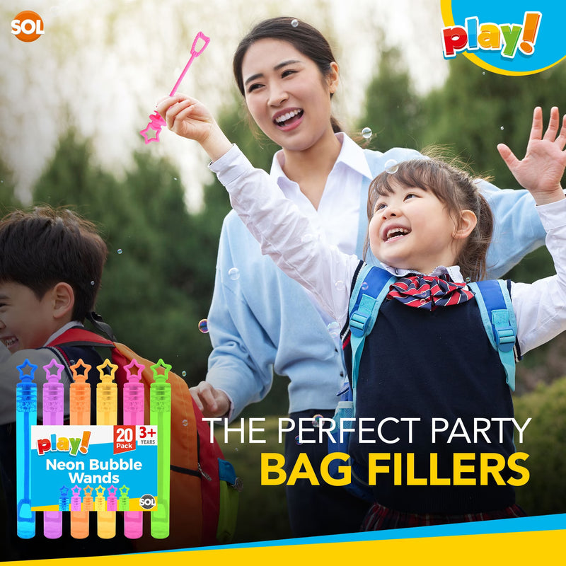 20/100 Mini Bubble Wands for Kids Party Bag Fillers Colourful Bubble Tubes for Birthday Parties & Events-6