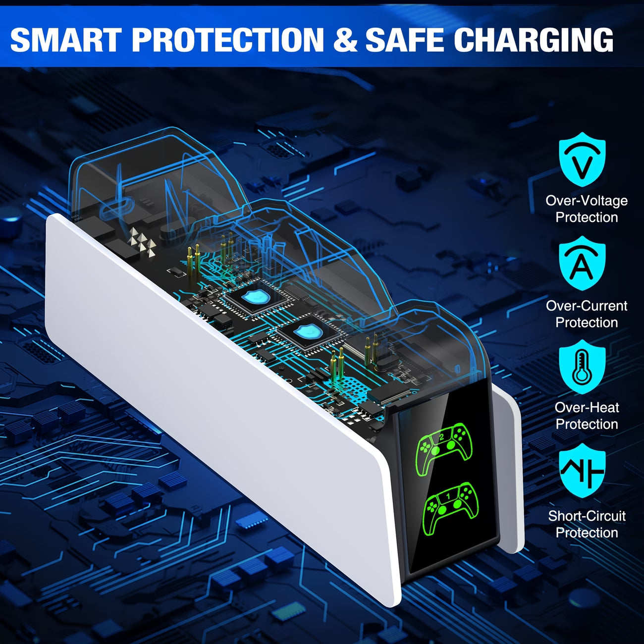 PS5 Dual Controller Charging Dock for DualSense & Edge LED Indicator Dual Stand Charger Station-4