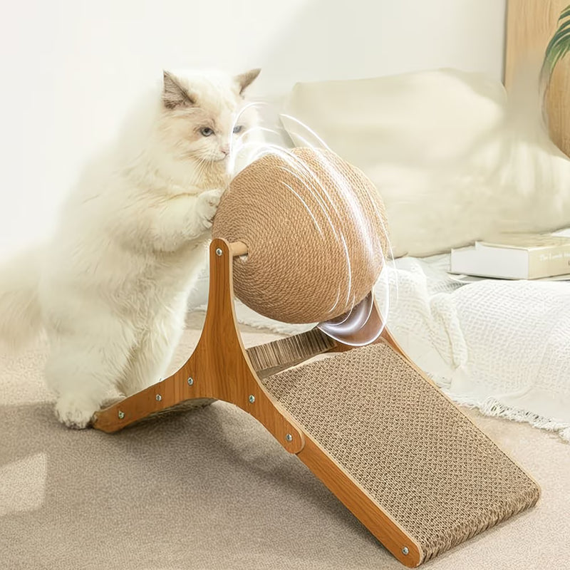 Sisal Cat Scratching Ball Toy with Rotating Ferris Wheel Base – Interactive Cat Scratcher & Play Tower for Indoor Cats-7