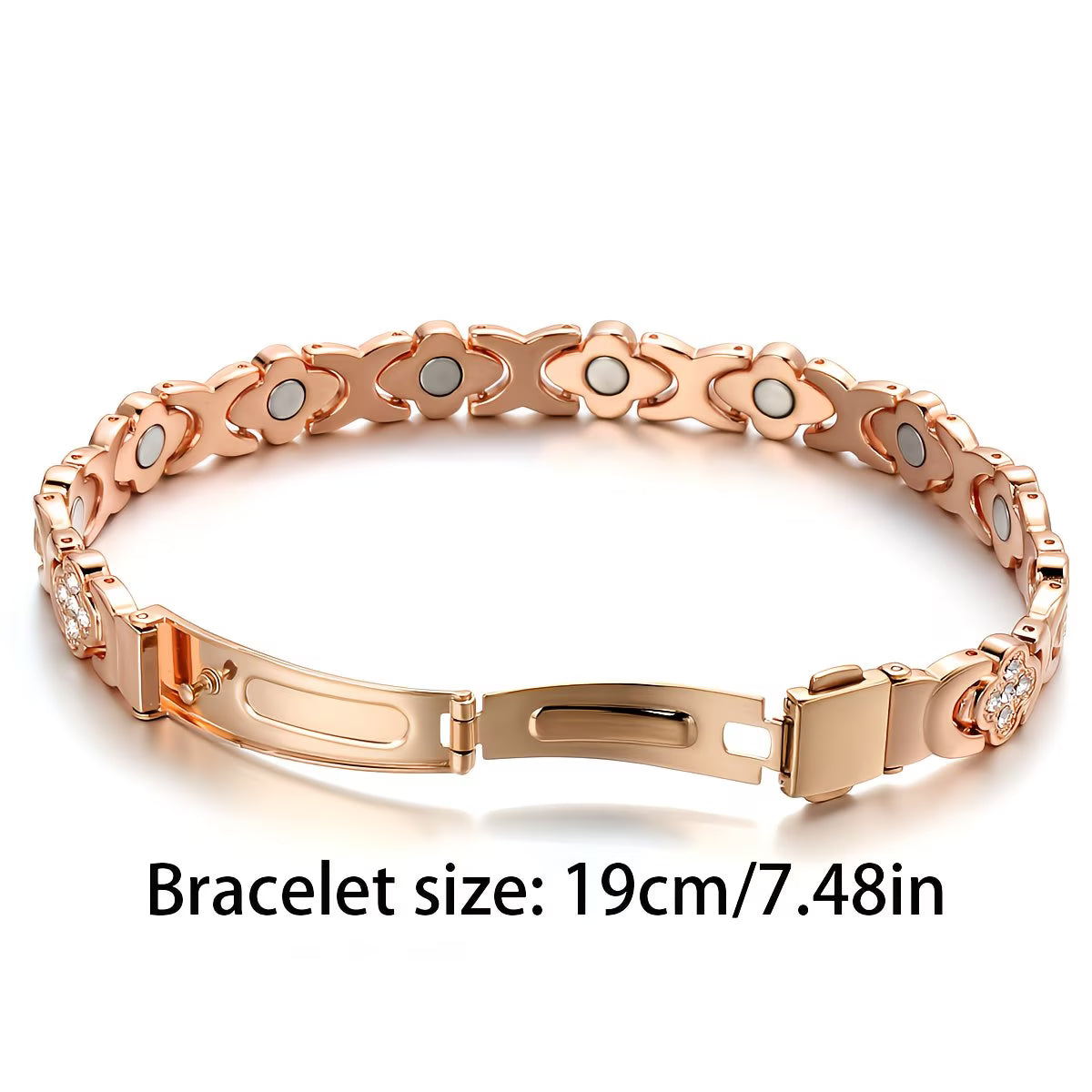 Women’s Magnetic Copper Bracelet – Rose Gold Plated Adjustable Vintage Bracelet with 3500 Gauss Magnet, Elegant Gift for Her-5
