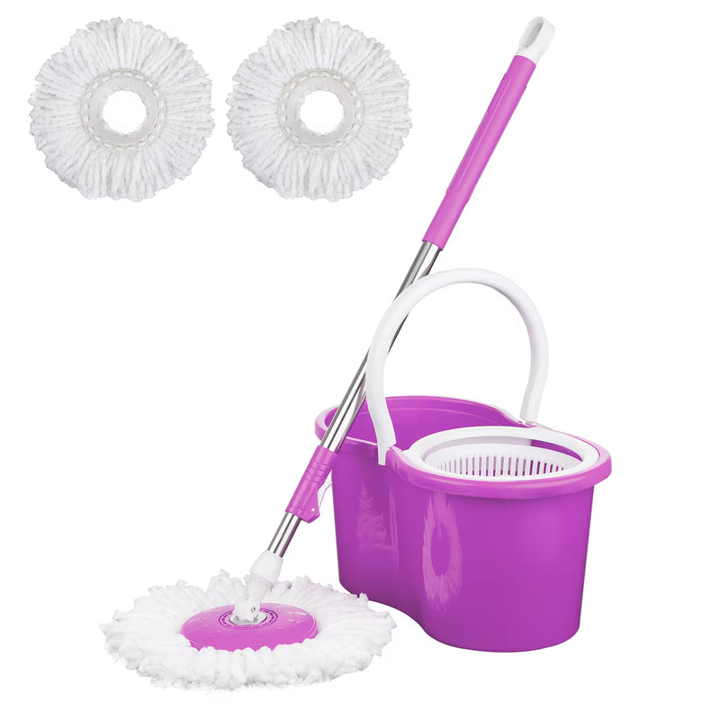 360° Spin Mop & Bucket Set with Wringer – Easy Wring Floor Cleaning System, Reusable Microfiber Mop Heads for Home, Bathroom & Kitchen-11