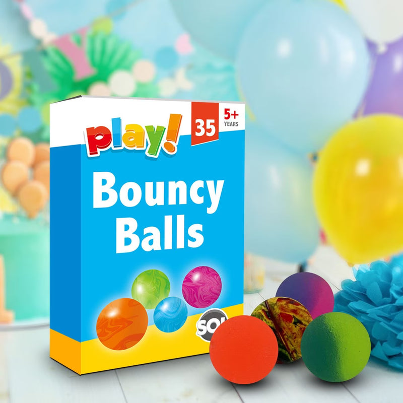 35 or 70 Pack Rubber Bouncy Balls 24mm Kids Party Bag Fillers Colourful High Bounce Toy Set-12