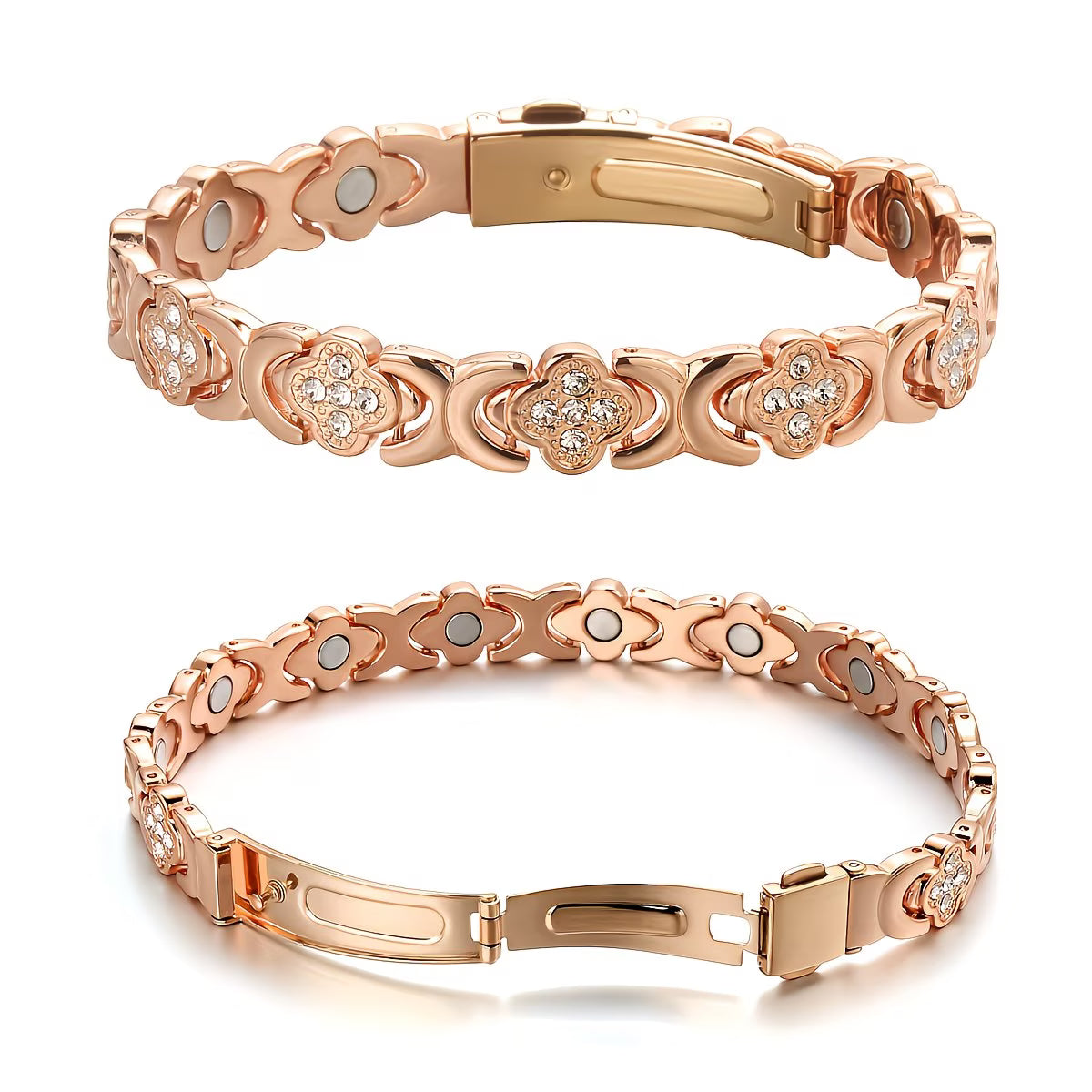 Women’s Magnetic Copper Bracelet – Rose Gold Plated Adjustable Vintage Bracelet with 3500 Gauss Magnet, Elegant Gift for Her-4