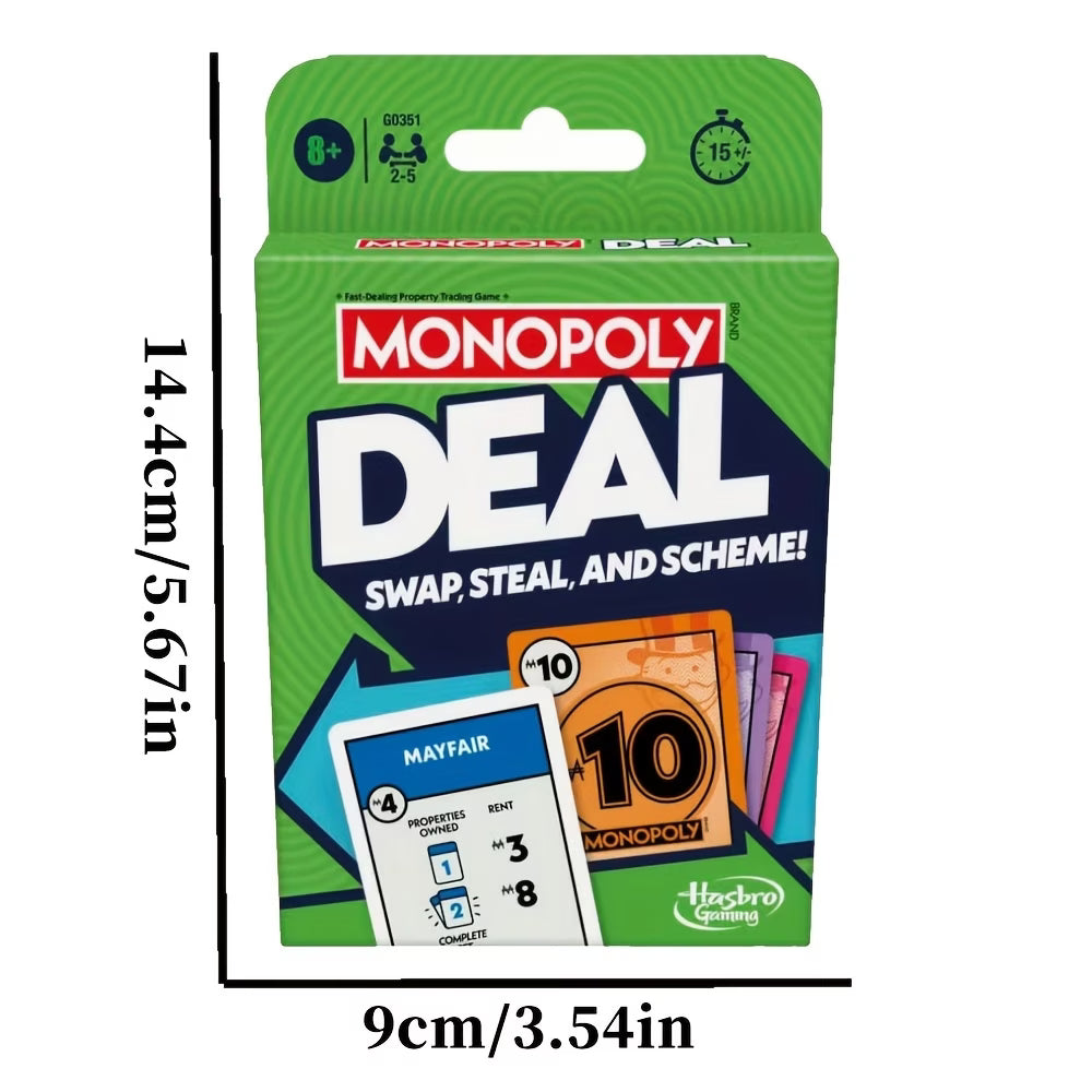 Monopoly Deal Card Game Family Strategy Game Portable Travel Card Game 110 Cards Age 8+-9