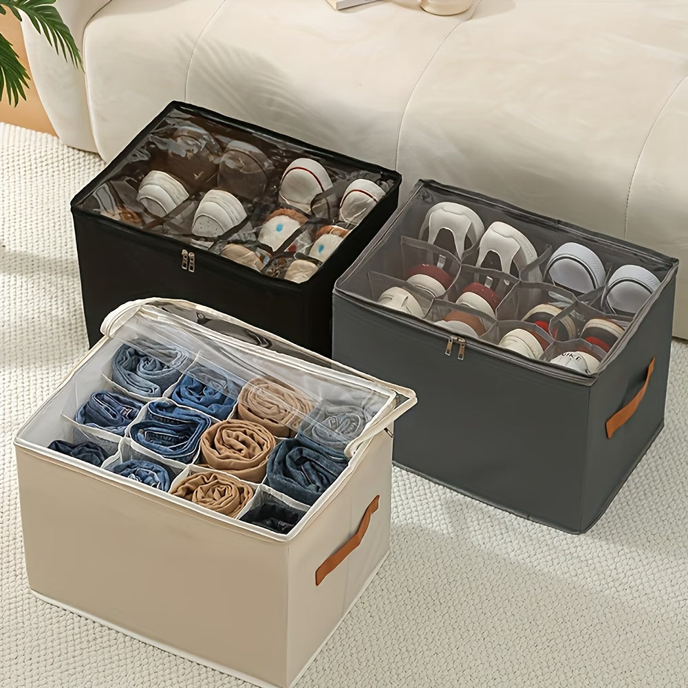 Foldable Oxford Cloth Storage Boxes – Large Capacity Under-Bed Shoe & Clothes Organizer with Transparent Dust Cover (1/2 Pack)-7