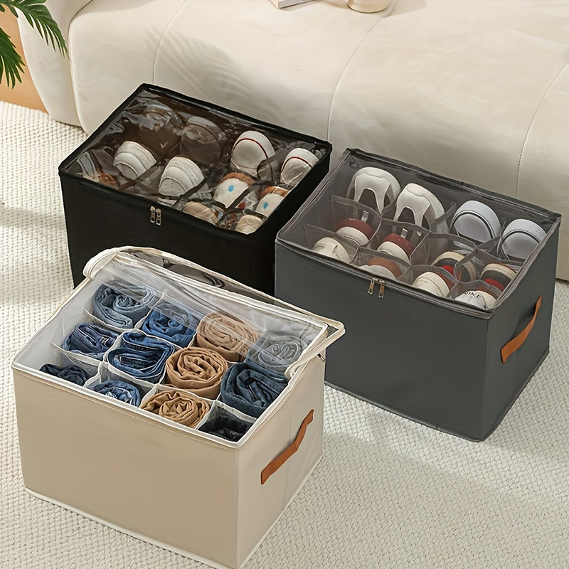 Foldable Oxford Cloth Storage Boxes – Large Capacity Under-Bed Shoe & Clothes Organizer with Transparent Dust Cover (1/2 Pack)-7