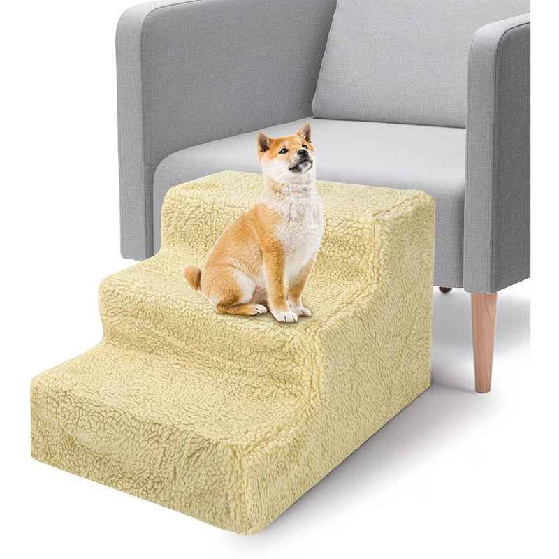 3-Step Dog Stairs for Bed – Non-Slip Pet Steps with Washable Plush Cover, Pet Ladder for Dogs & Cats-5