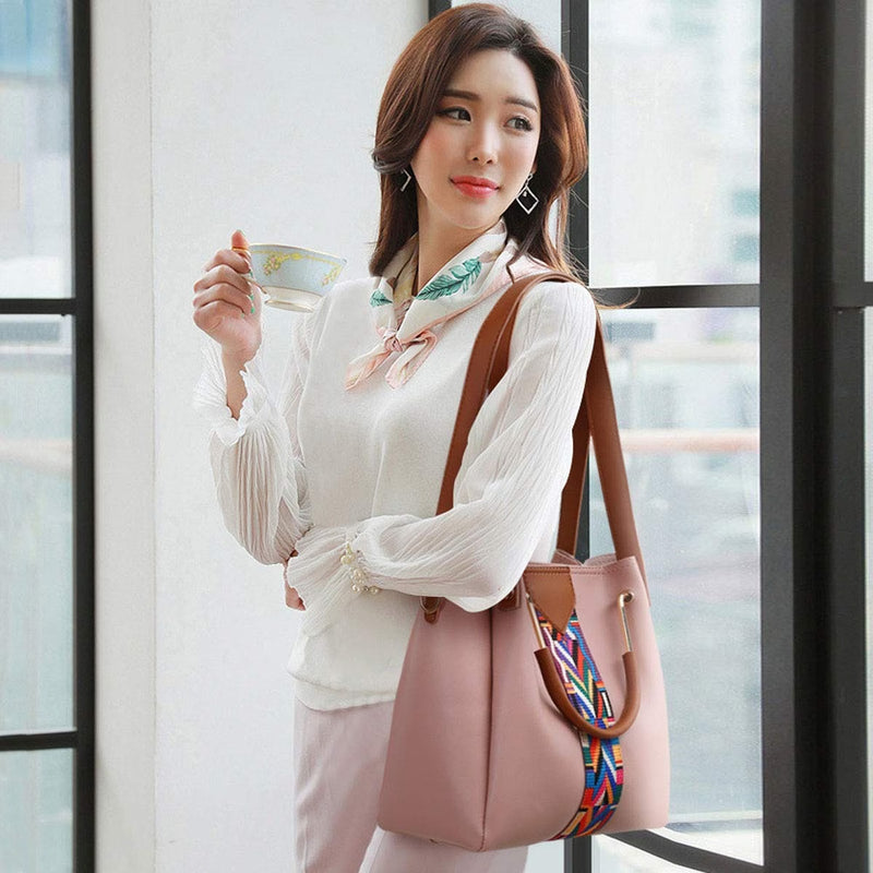 4 Piece Women Handbag Set Faux Leather Tote Shoulder Crossbody Bag Purse Wallet Card Holder-7