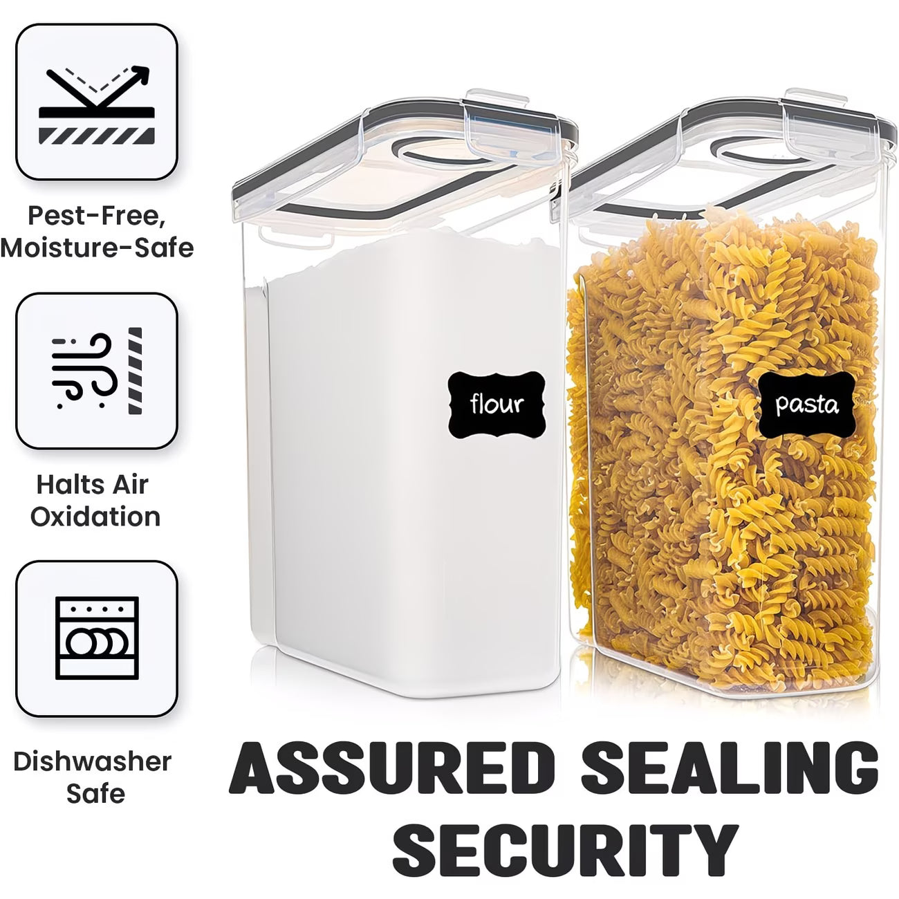 Airtight Food Storage Containers Set of 10 – BPA-Free Leakproof 4-Way Lock Lids for Dry Food-3