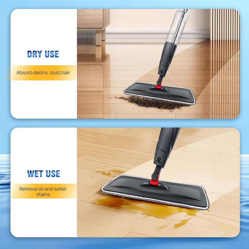 Spray Mop Microfiber Floor Cleaner with 700ml Refillable Bottle, 360° Flat Mop & 3 Reusable Pads-7