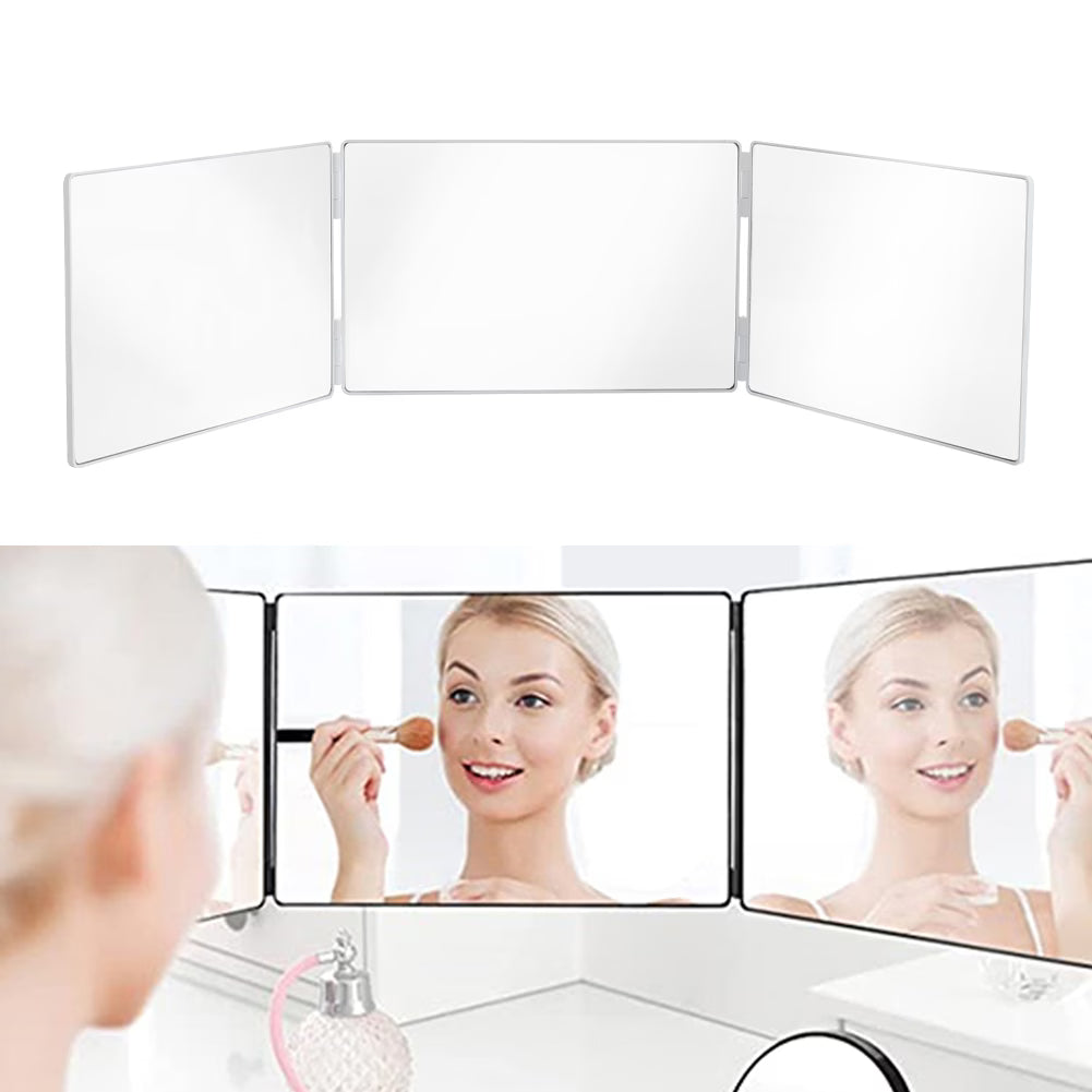 3 Way Rotating Folding Mirror for Self Haircut – Adjustable Trifold Vanity Mirror with Hooks (Black/White)-5