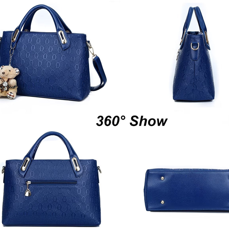 Women’s 4-Piece PU Leather Handbag Set – Top Handle Satchel & Hobo Shoulder Bags-3