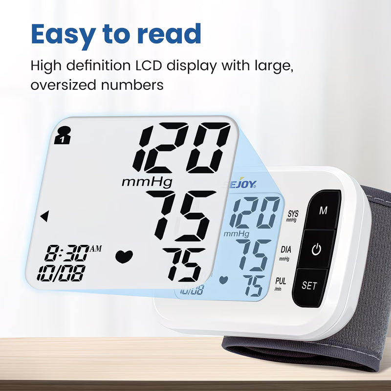 Sejoy Wrist Blood Pressure Monitor – Automatic Digital BP Machine with Large LCD, Portable Home Use-7