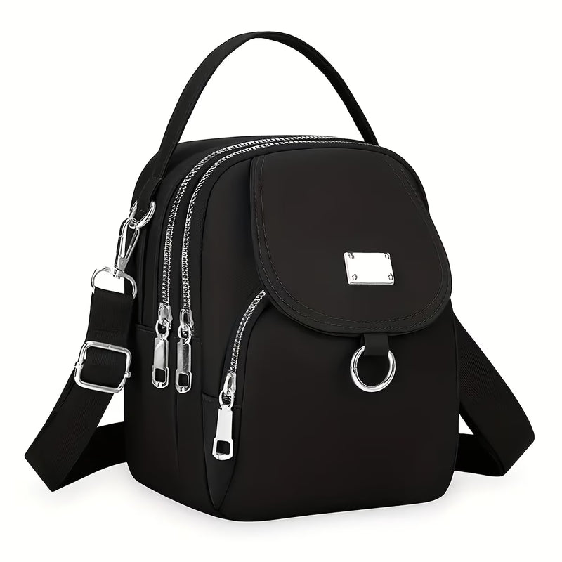 Small Oxford Crossbody Bag Multifunction Square Shoulder Bag with Zipper Lightweight-6