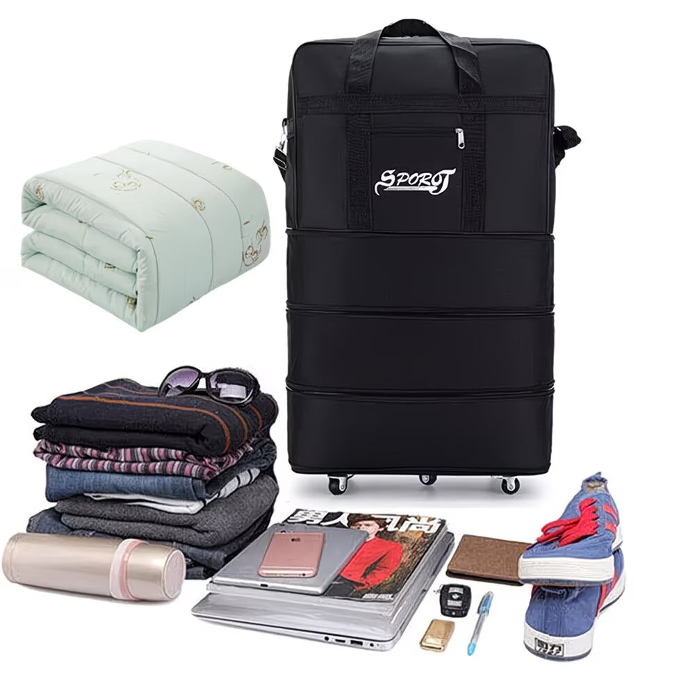42” Expandable Lightweight Suitcase with Wheels – Large Foldable Travel Luggage, Oxford Fabric-3